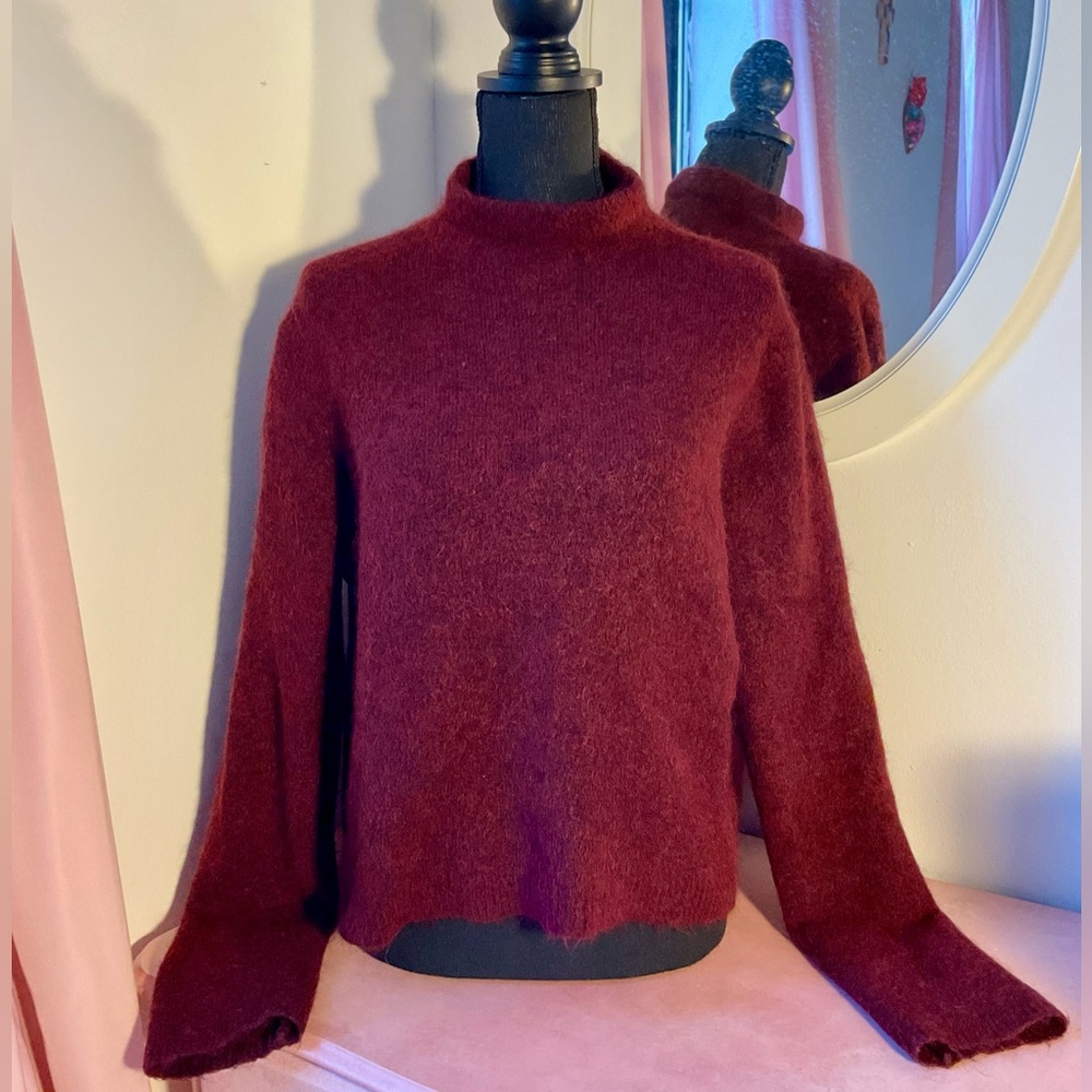 LK Bennett Deep Red Women's Cowl Neck Sweater